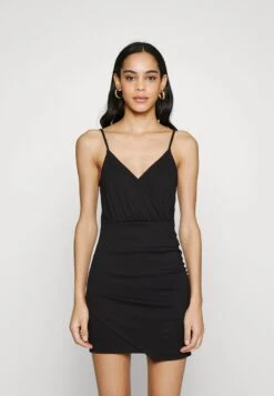 Even&Odd 25 Even&Odd STRAPPY WARP MINI BODYCON PUNTO DRESS - Etuikleid - Black