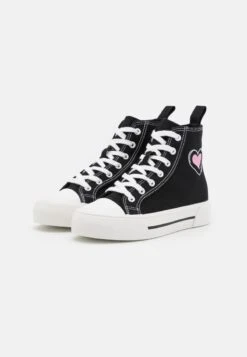 Even&Odd LOVE - Sneaker High - Black/pink -Even&Odd 851d25aee7f54a65add9c266203ec9f8