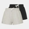 Even&Odd 2 PACK - Shorts - Black/mottled Light Grey