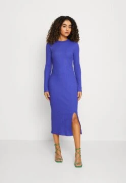 Even&Odd 42 Even&Odd CIRC LONG SLEEVES MIDI HIGH SLIT DRESS - Strickkleid - Blue