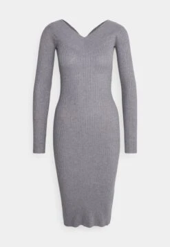 Even&Odd V AUSSCHNITT RIPP MINI STRICKKLEID - Etuikleid - Mottled Grey -Even&Odd f0c56145c26240f686a9018b3cd9cd00